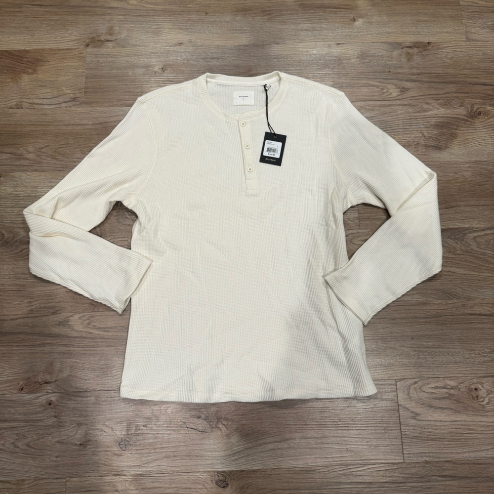 Billy Reid Cream Long Sleeve Henley